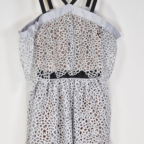 Self-Portrait Lace & Ribbon Tiered Dress, size 4, NWT - Picture 3 of 13